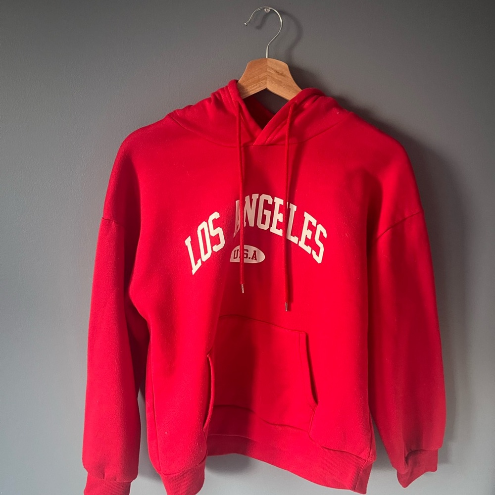 SHEIN Red Los Angeles Hoodie